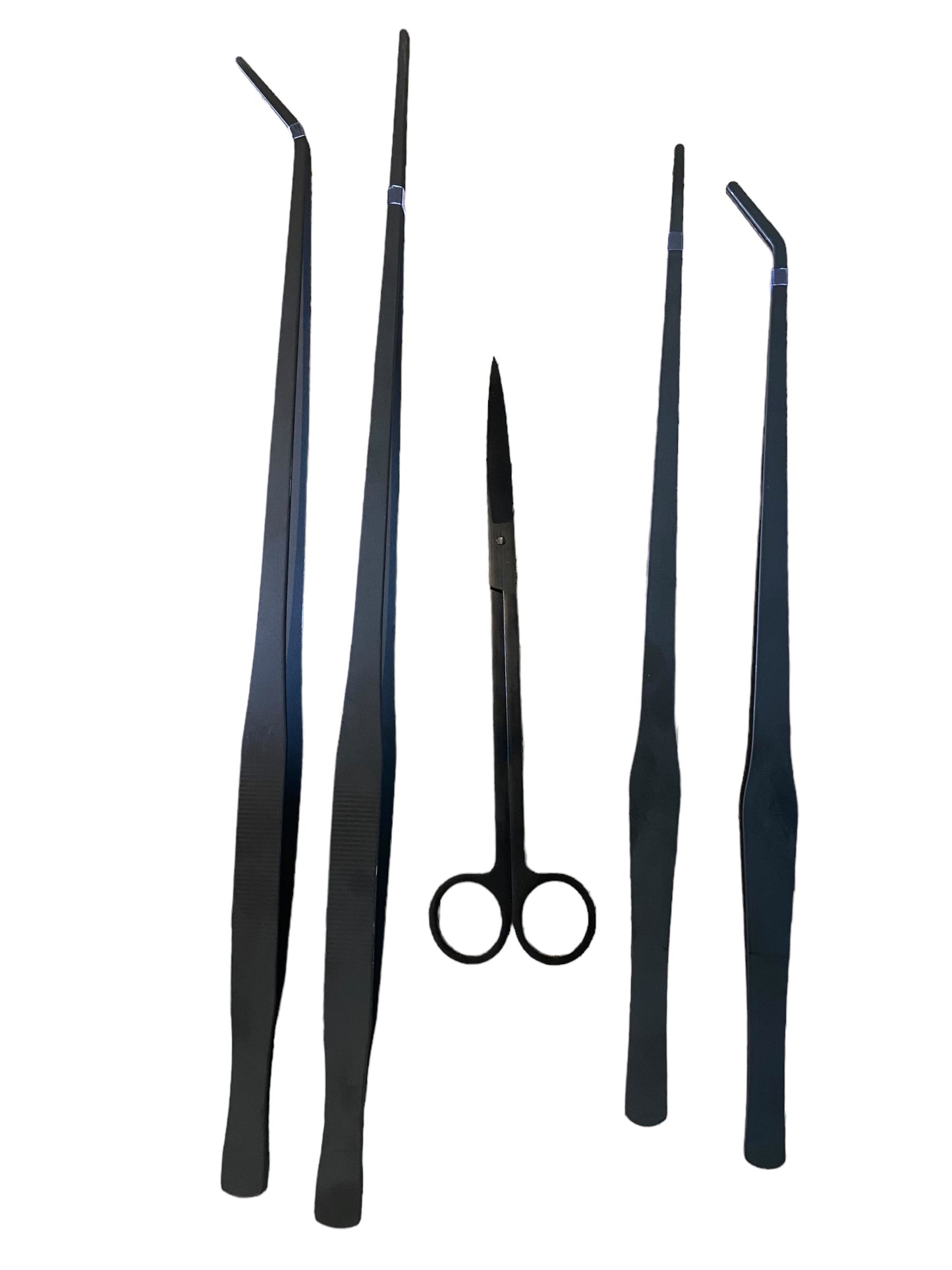 Terrarium tweezer combo - 38cm + 48cm bended & straight + scissors